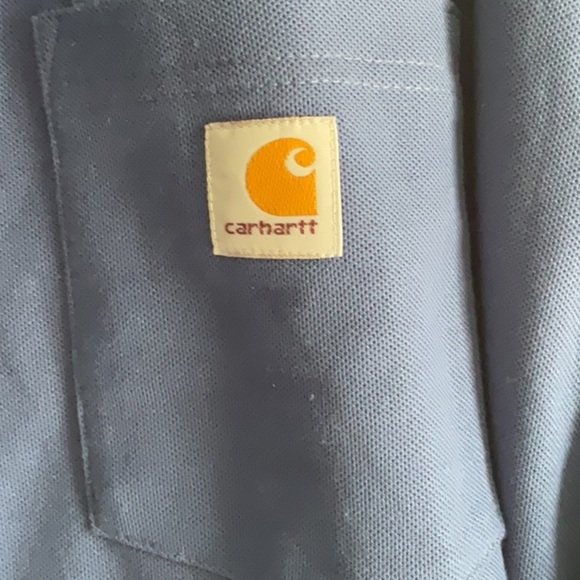 Carhartt Blue Polo Shirt Casual Short Sleeve - Picture 2 of 4